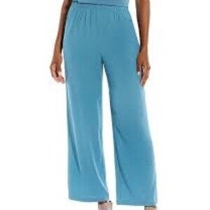 NWT Eileen Fisher River Silk Georgette Crepe Straight Ankle Pants